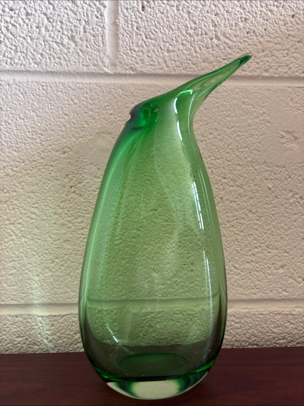 Green Handblown Glass Decorative Vase - Sleek Modern Accent